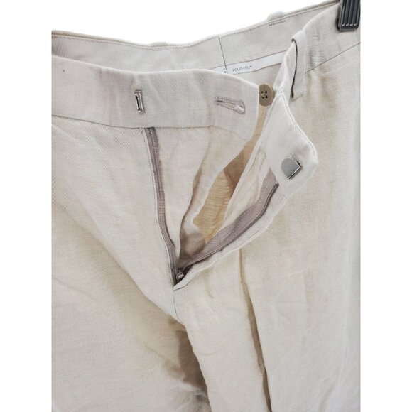 Perry Ellis 36x29 Portfolio Trouser Linen Pants Lightweight Mens Slacks Cream - Picture 5 of 14